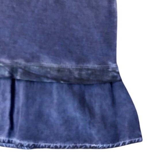 Crosby Blue Layered Hem Blouse Top Womens L NEW Rayon Short Sleeve Casual - Picture 5 of 8